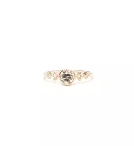 Champagne Diamond Solitaire Echo Ring