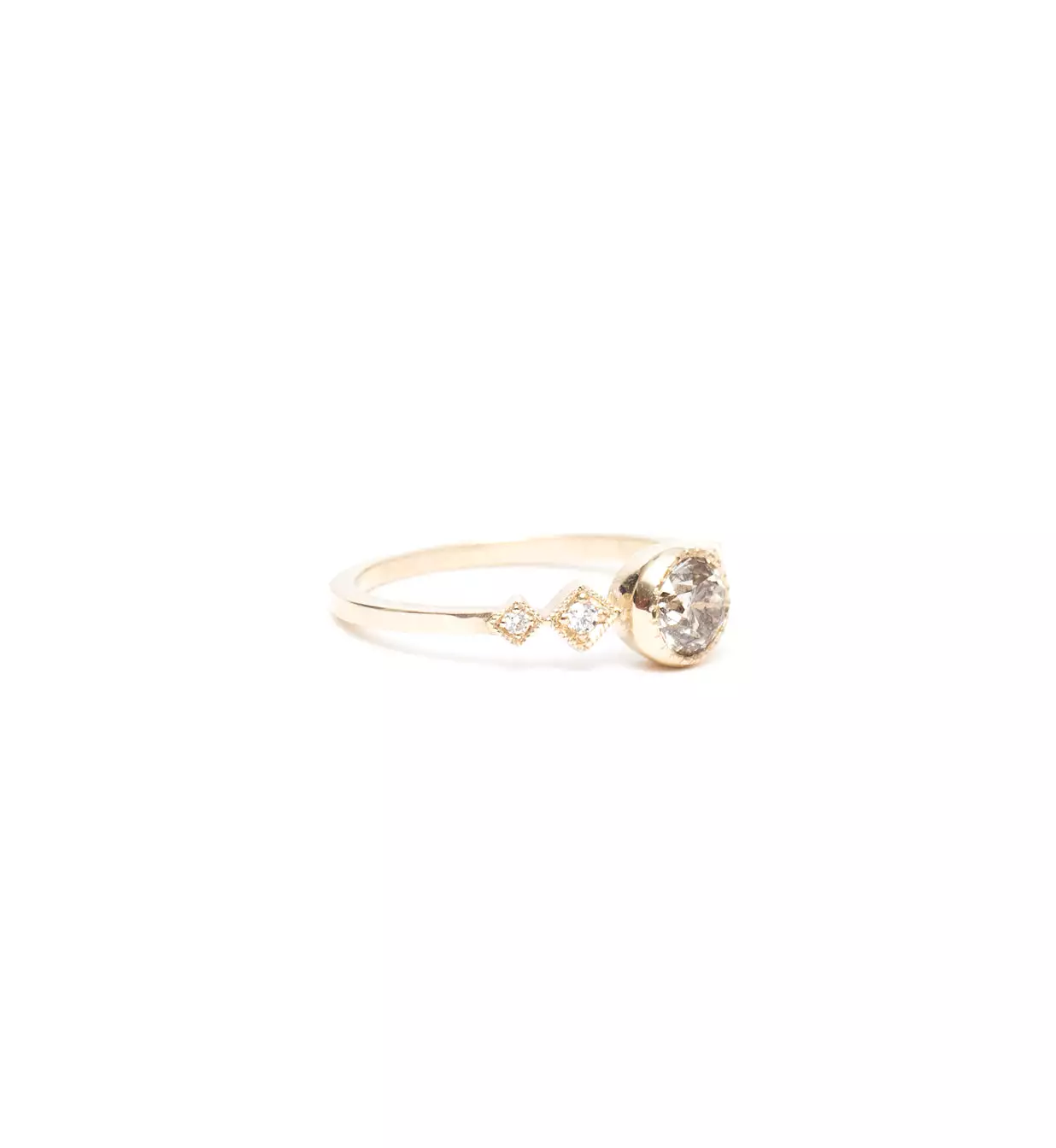 Champagne Diamond Solitaire Echo Ring