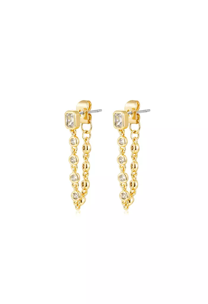 Chloe Chain Studs-Gold