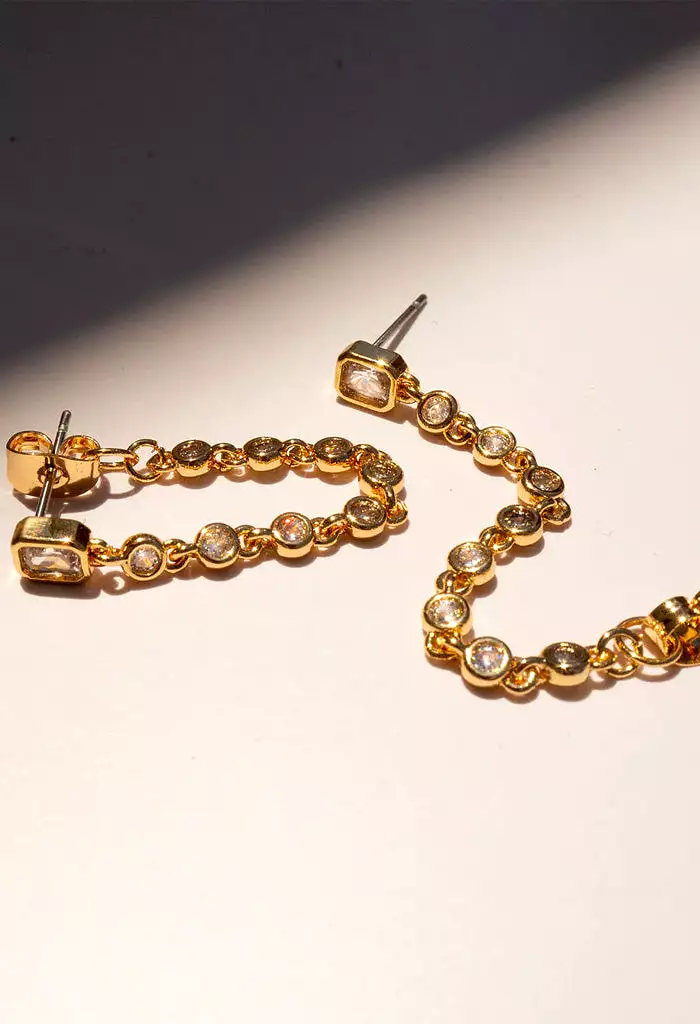 Chloe Chain Studs-Gold