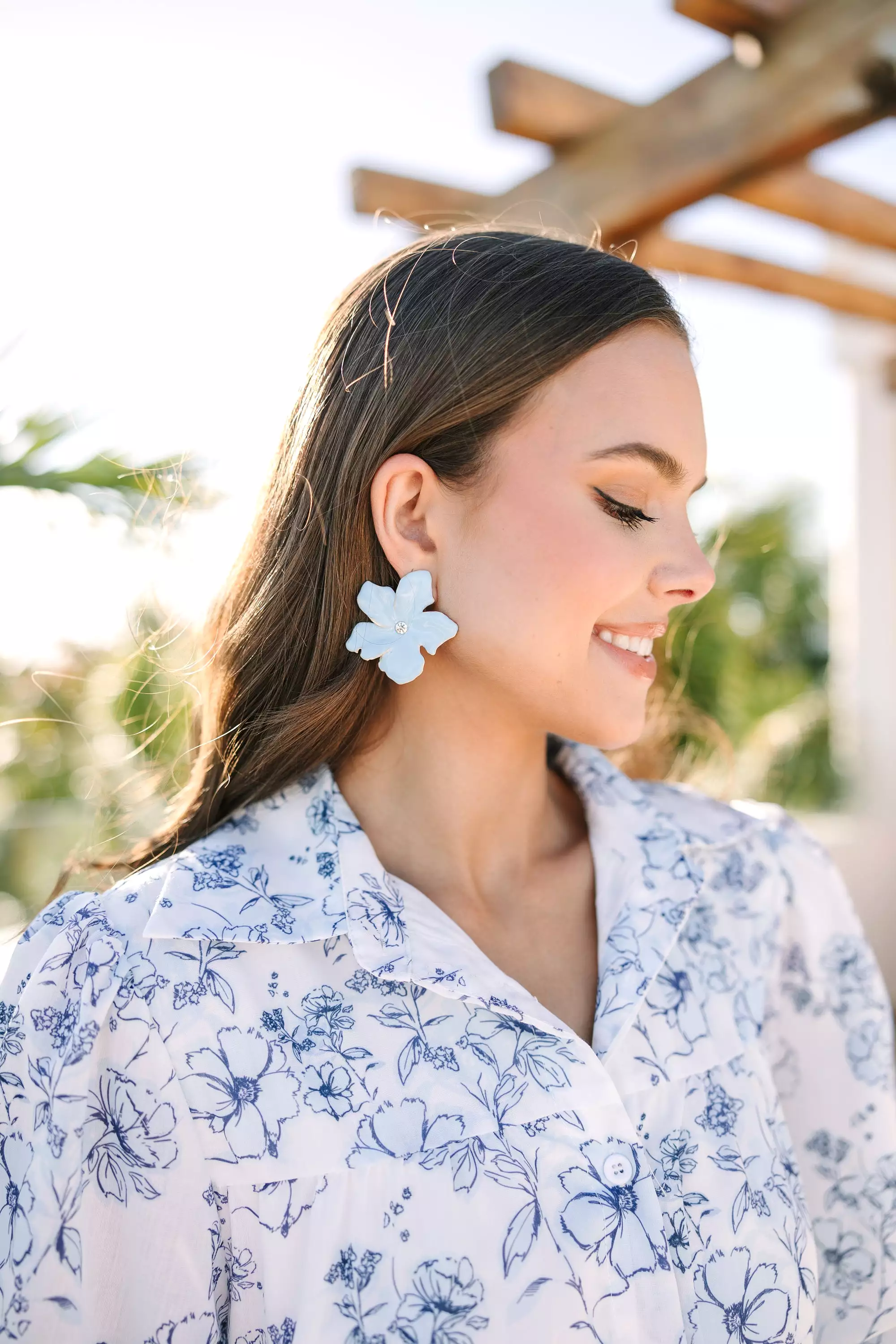 Class Act Light Blue Flower Earrings