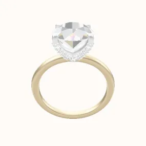 Classic Solitaire Engagement Ring With Double Pave V Prong Head