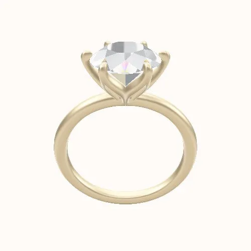 Classic Solitaire Engagement Ring With Petal Six Prong Head