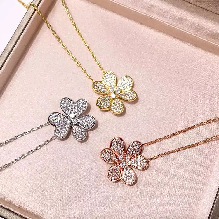 Color Full Zircon Flower Pendants Fashion Brand Jewelry Necklaces For Women S839554