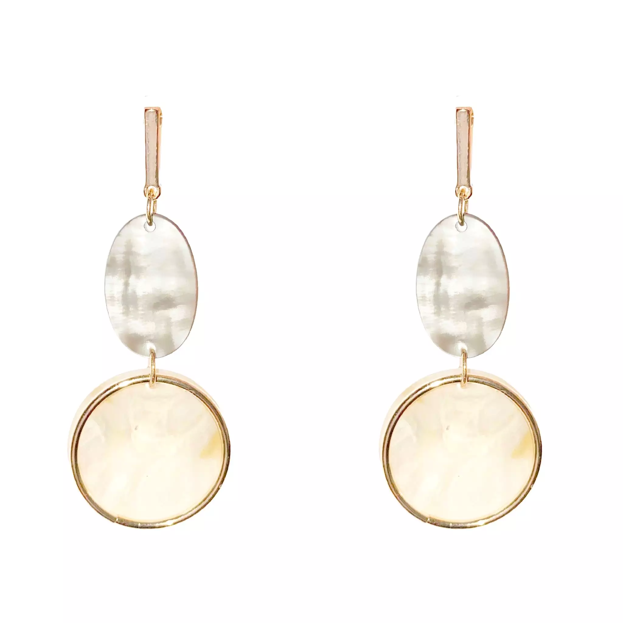 Contemporary Shell and Gold Earrings