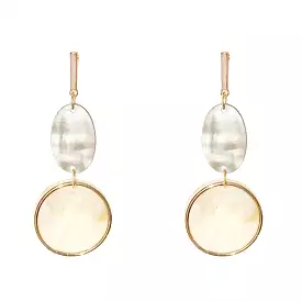 Contemporary Shell and Gold Earrings