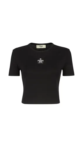 Cropped Cotton T-shirt - Black