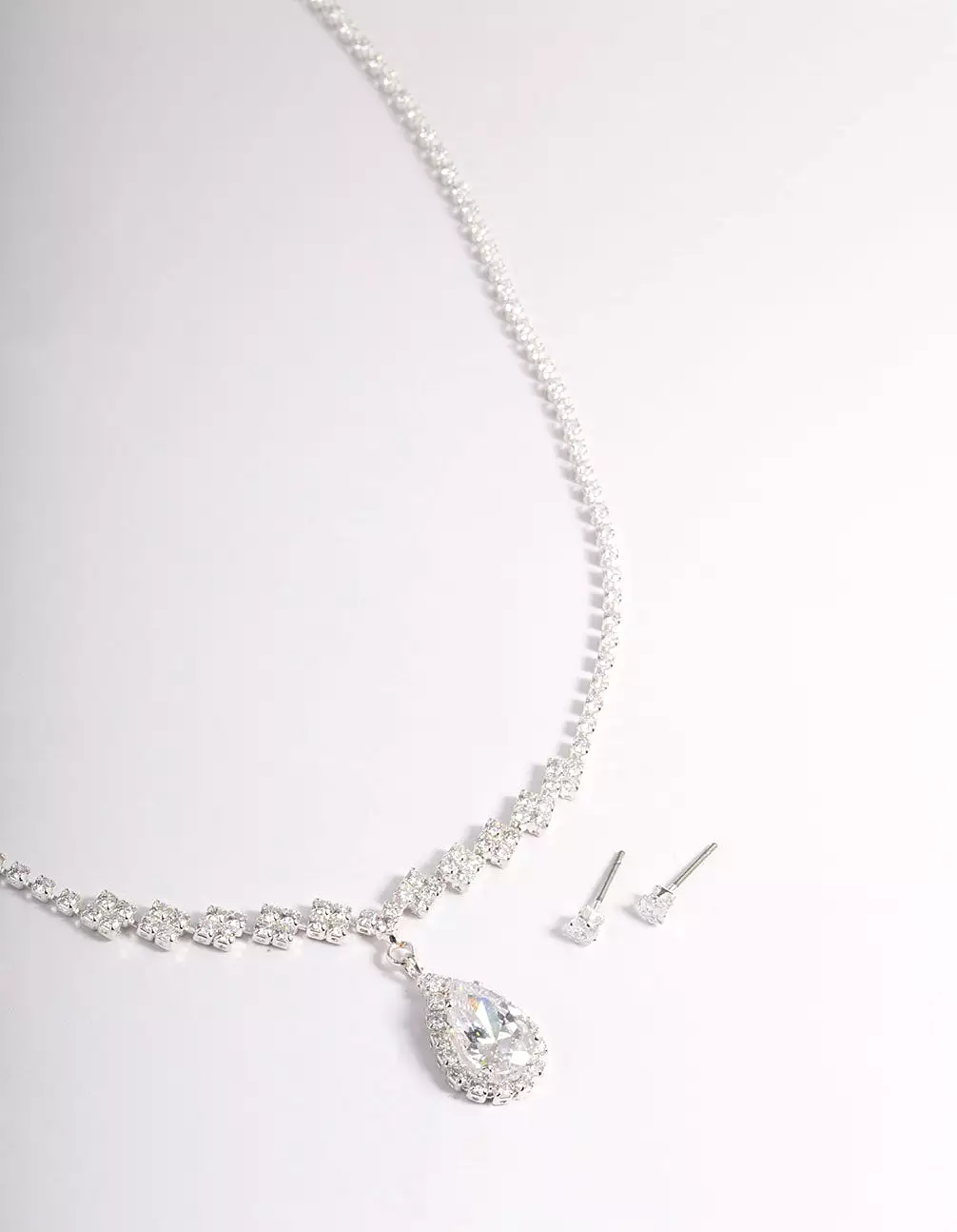 Cubic Zirconia Diamond Pear Stone Necklace Set