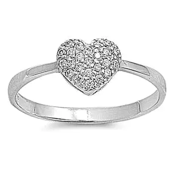 CZ Heart Sterling Silver Ring