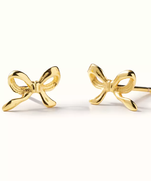 Dainty Bow Stud Earrigs - Gold