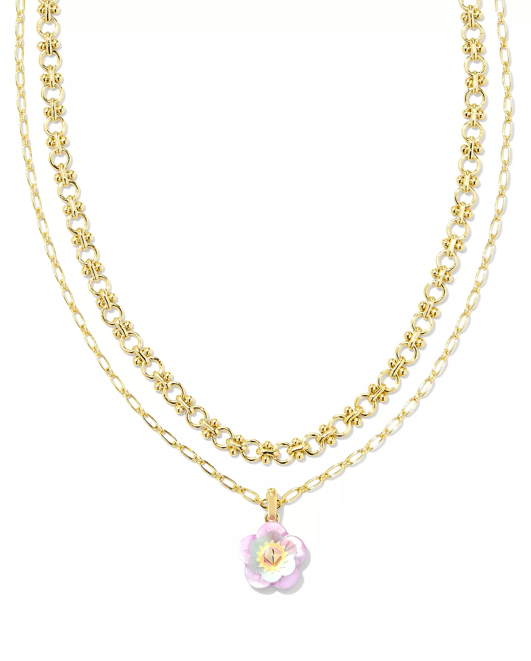 Deliah Gold Multi Strand Necklace in Pastel Mix