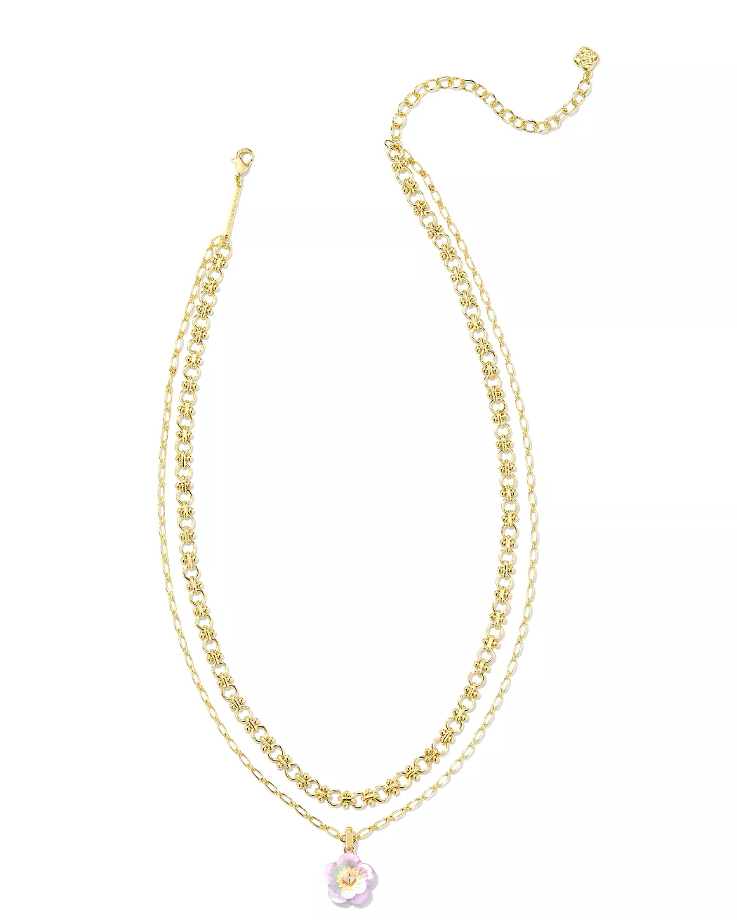 Deliah Gold Multi Strand Necklace in Pastel Mix