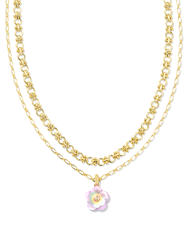 Deliah Gold Multi Strand Necklace in Pastel Mix