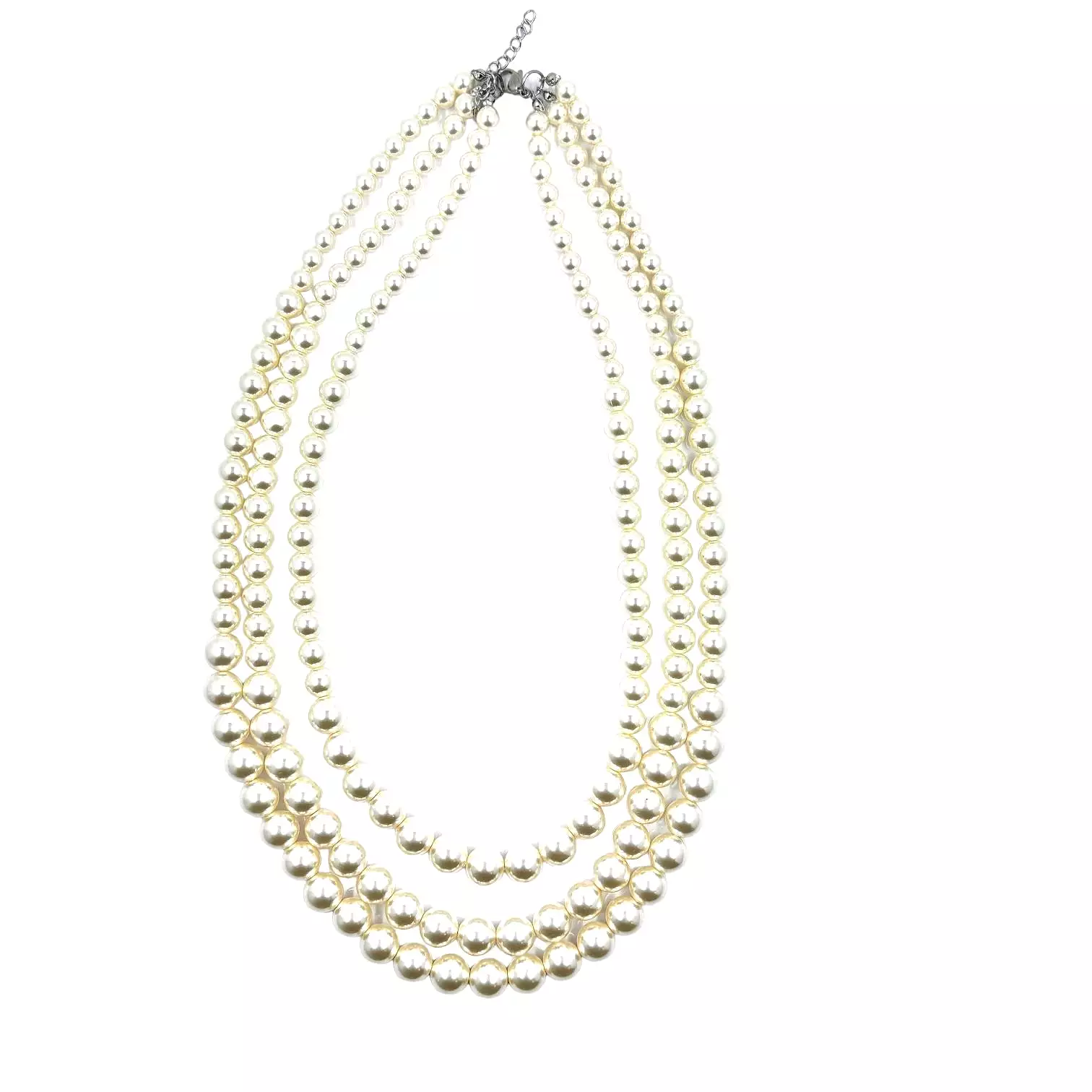 Delsia 3 Strand Glass Pearl Necklace 18in