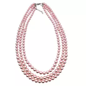 Delsia 3 Strand Glass Pearl Necklace 18in