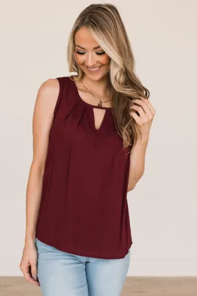 Do Your Best Pleated Tank Top- Burgundy