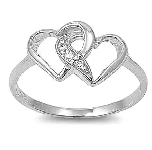 Double Heart Sterling Silver Ring