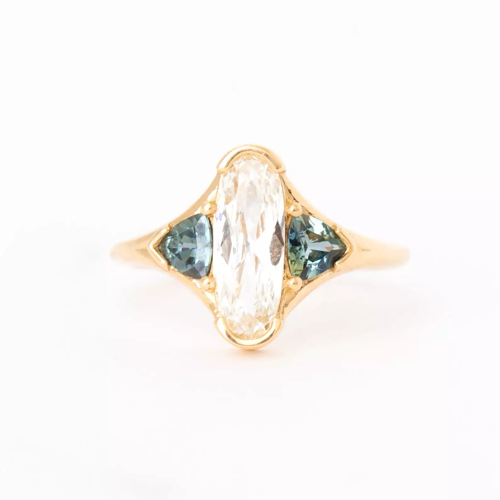 Elongated Oval & Sapphire Trillion Ring