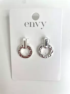 Envy Hammered Ring Drop Earrings - Silver