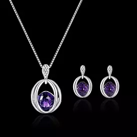 Fashion ladies crystal diamond earrings pendant necklace set