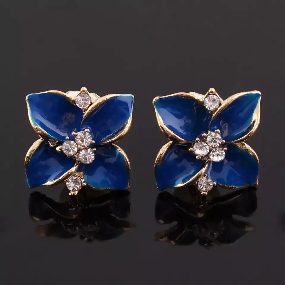 Fashion Women Flower Shape Enamel Clip on Earrings-X1325260