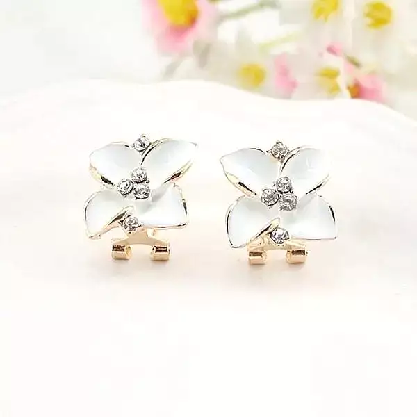 Fashion Women Flower Shape Enamel Clip on Earrings-X1325260