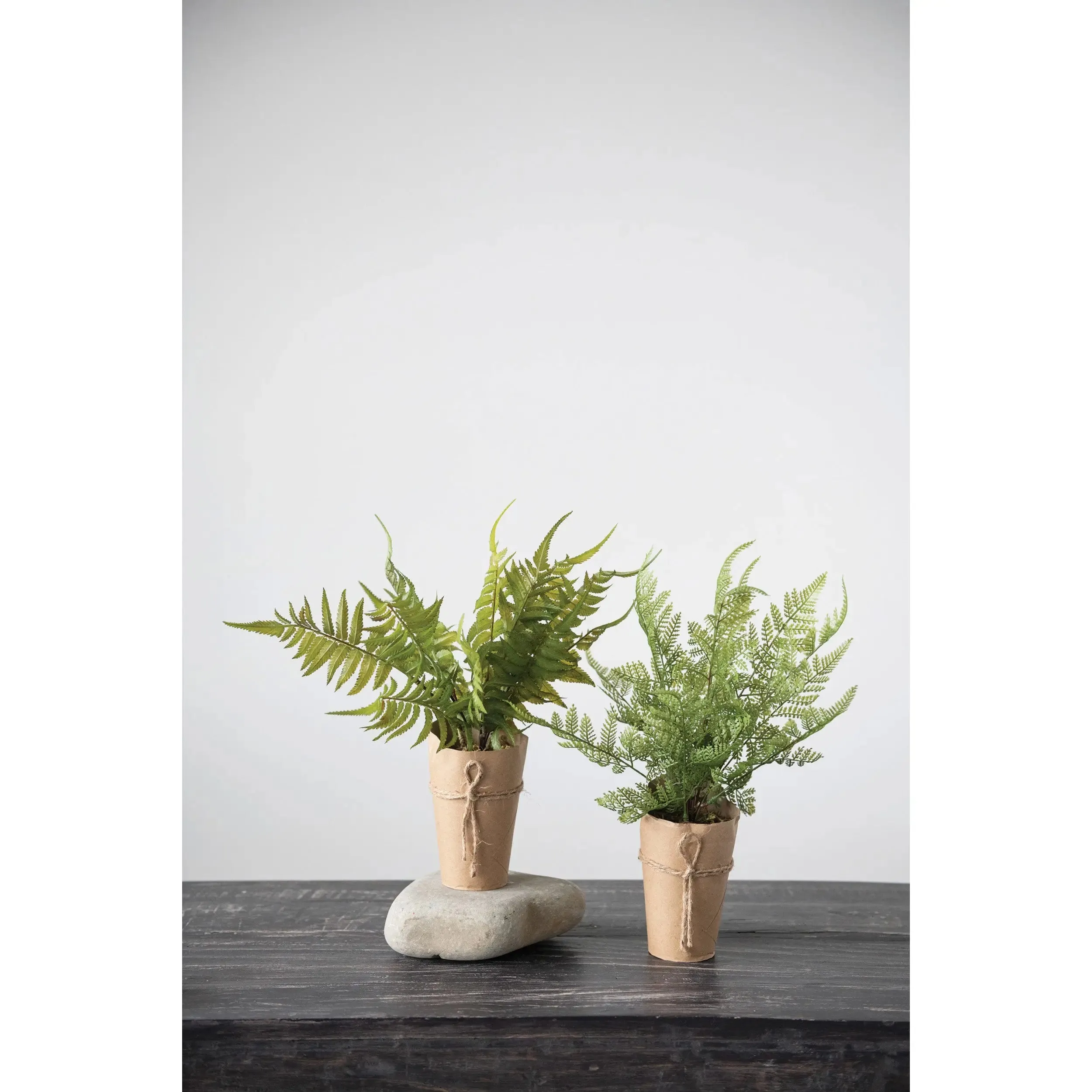 Faux Fern In Paper Wrapped Pot - Large Leaf