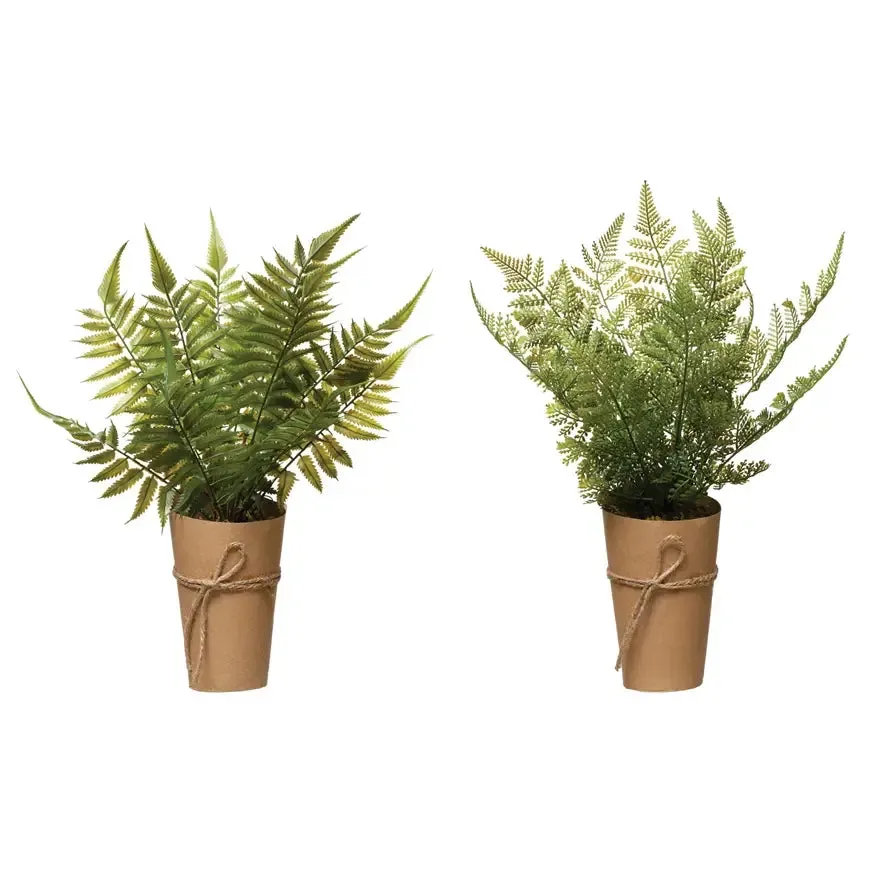 Faux Fern In Paper Wrapped Pot - Large Leaf