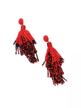 Felicite Beaded Tassel Earring Red Black