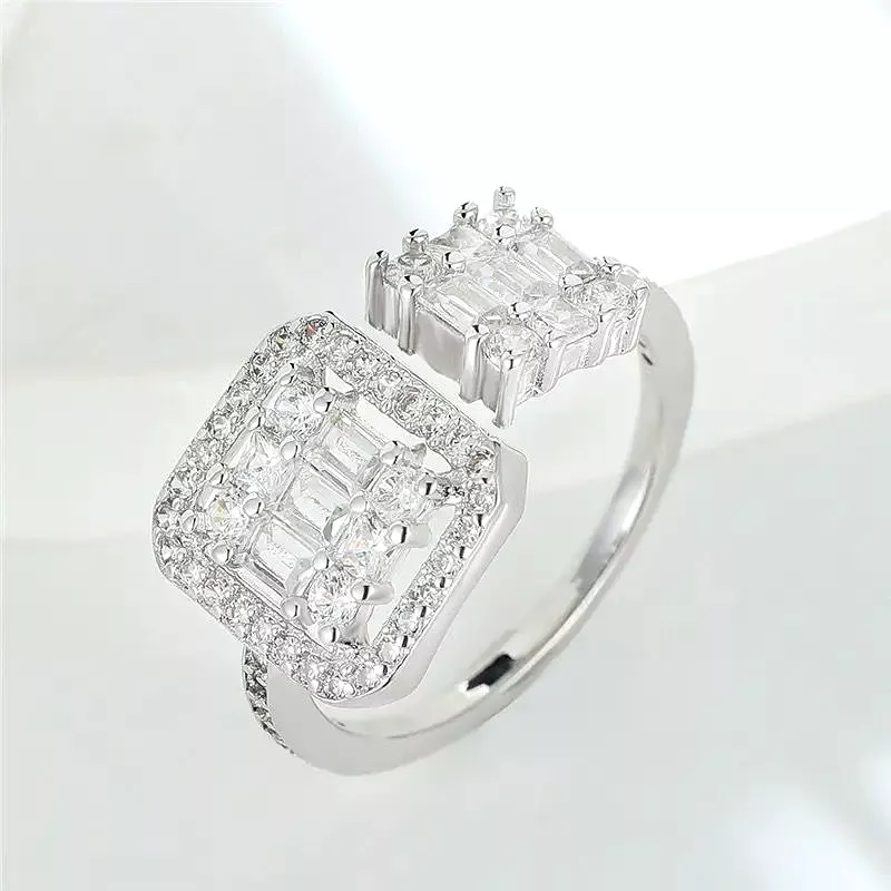 Female Small Square Adjustable Ring Classic Silver S4639721