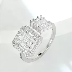 Female Small Square Adjustable Ring Classic Silver S4639721