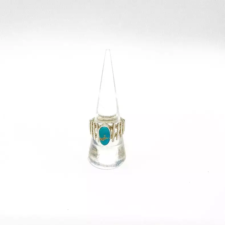 Fenced Turquoise Sterling Silver Ring