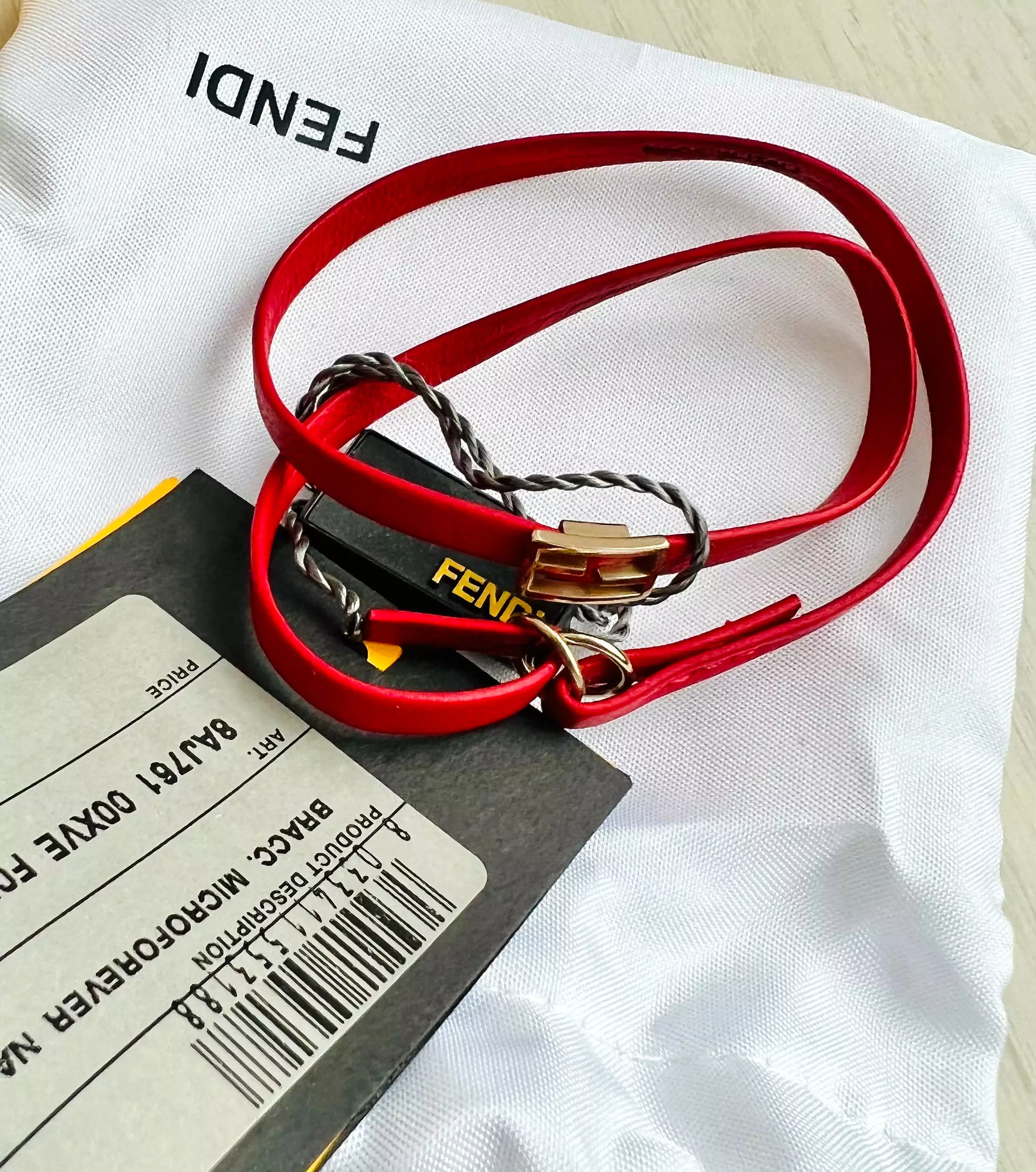 Fendi Microforever Napa Rosso Oro Chiara Bracelet