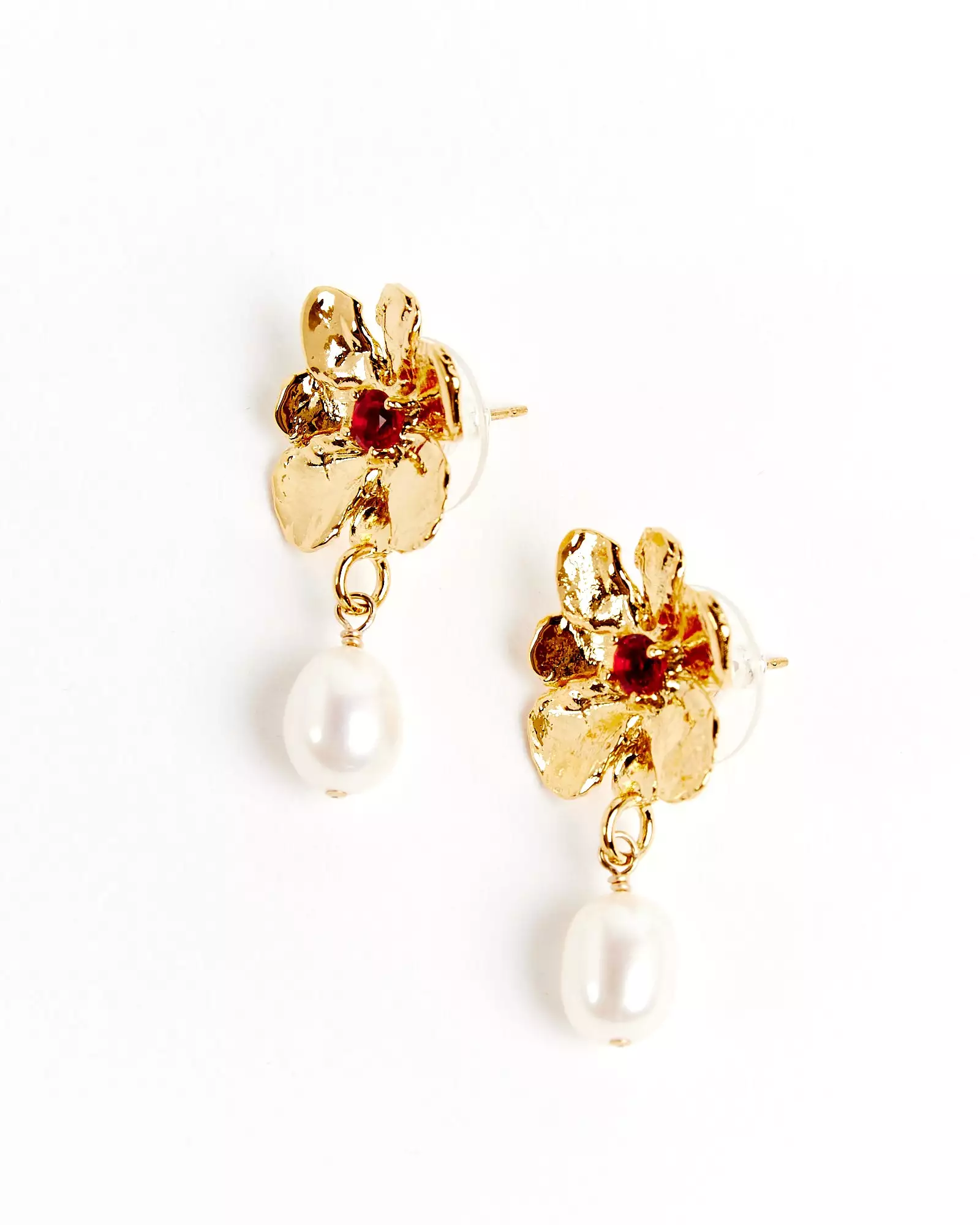 Flower Pearl Drop Earrings