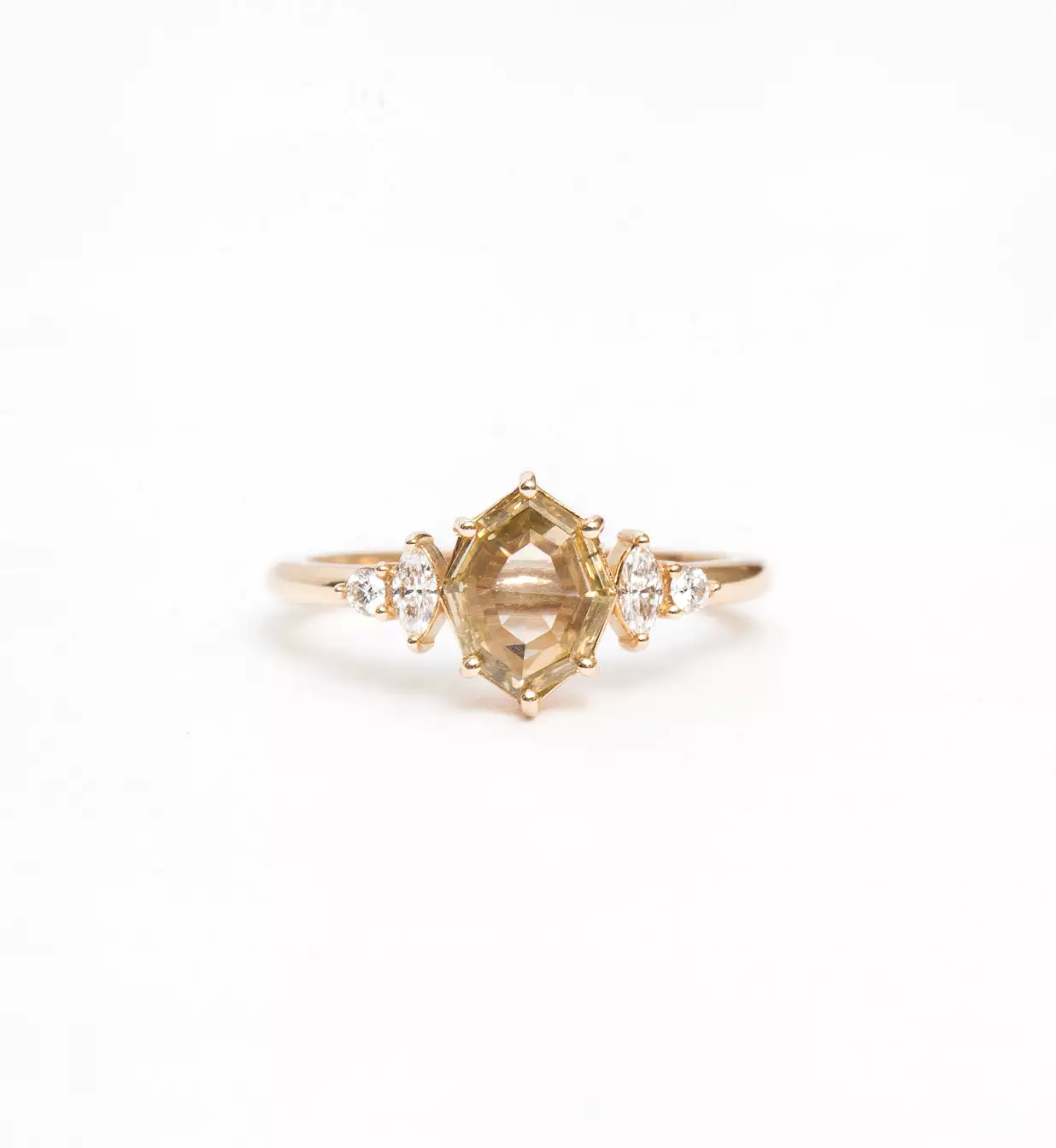 Geometric Champagne Diamond Desi Ring