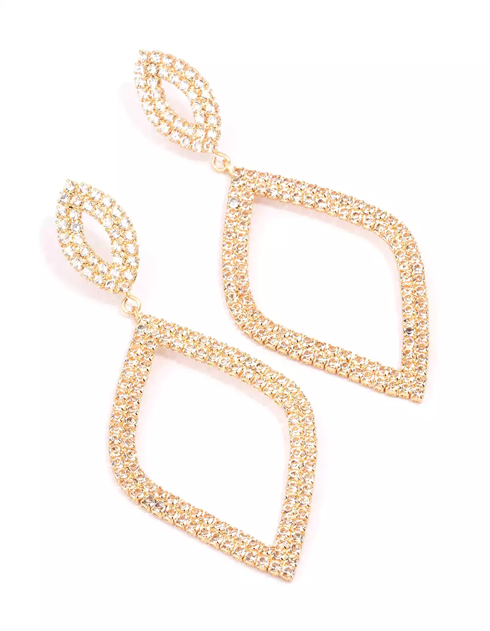 Gold Cupchain Diamond-Shaped Drop Earrings