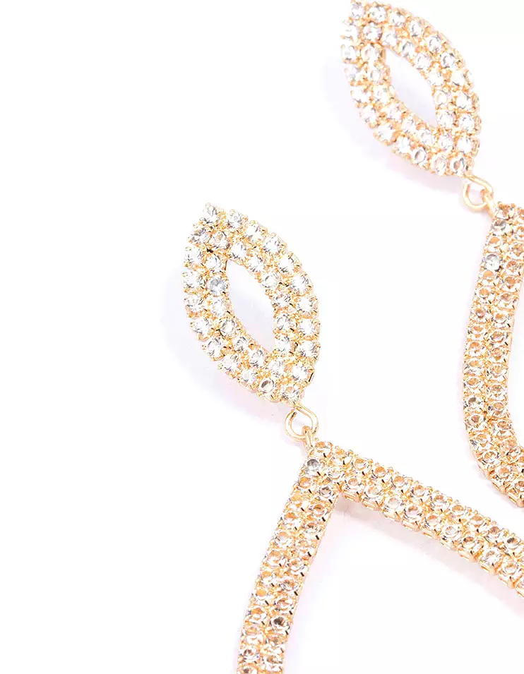 Gold Cupchain Diamond-Shaped Drop Earrings