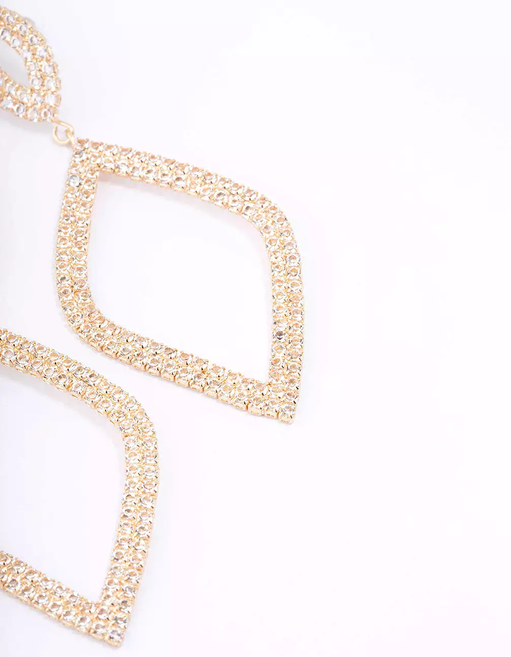 Gold Cupchain Diamond-Shaped Drop Earrings