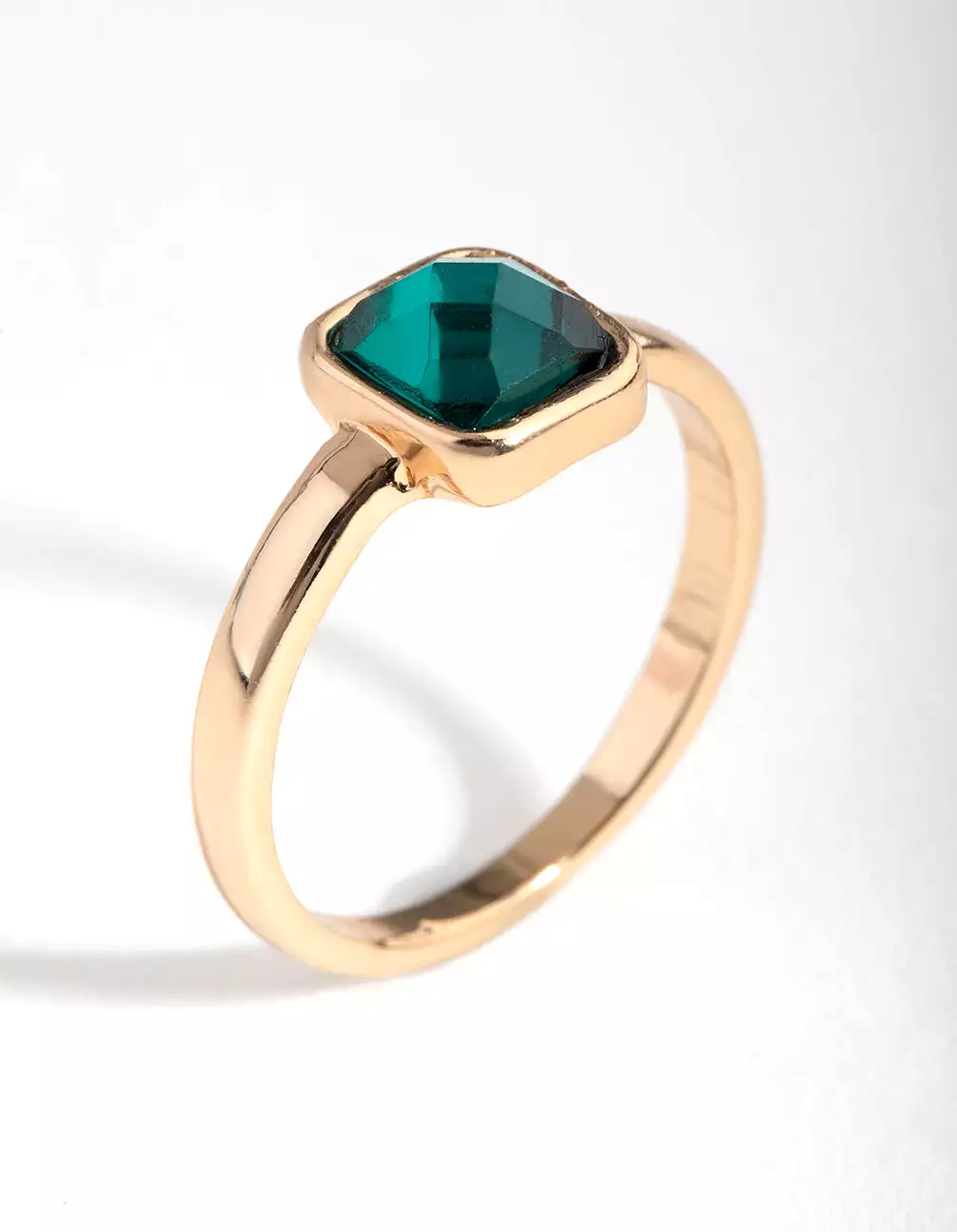 Gold Cushion Green Stone Ring