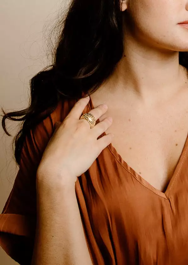 Gold Meteorite Ring