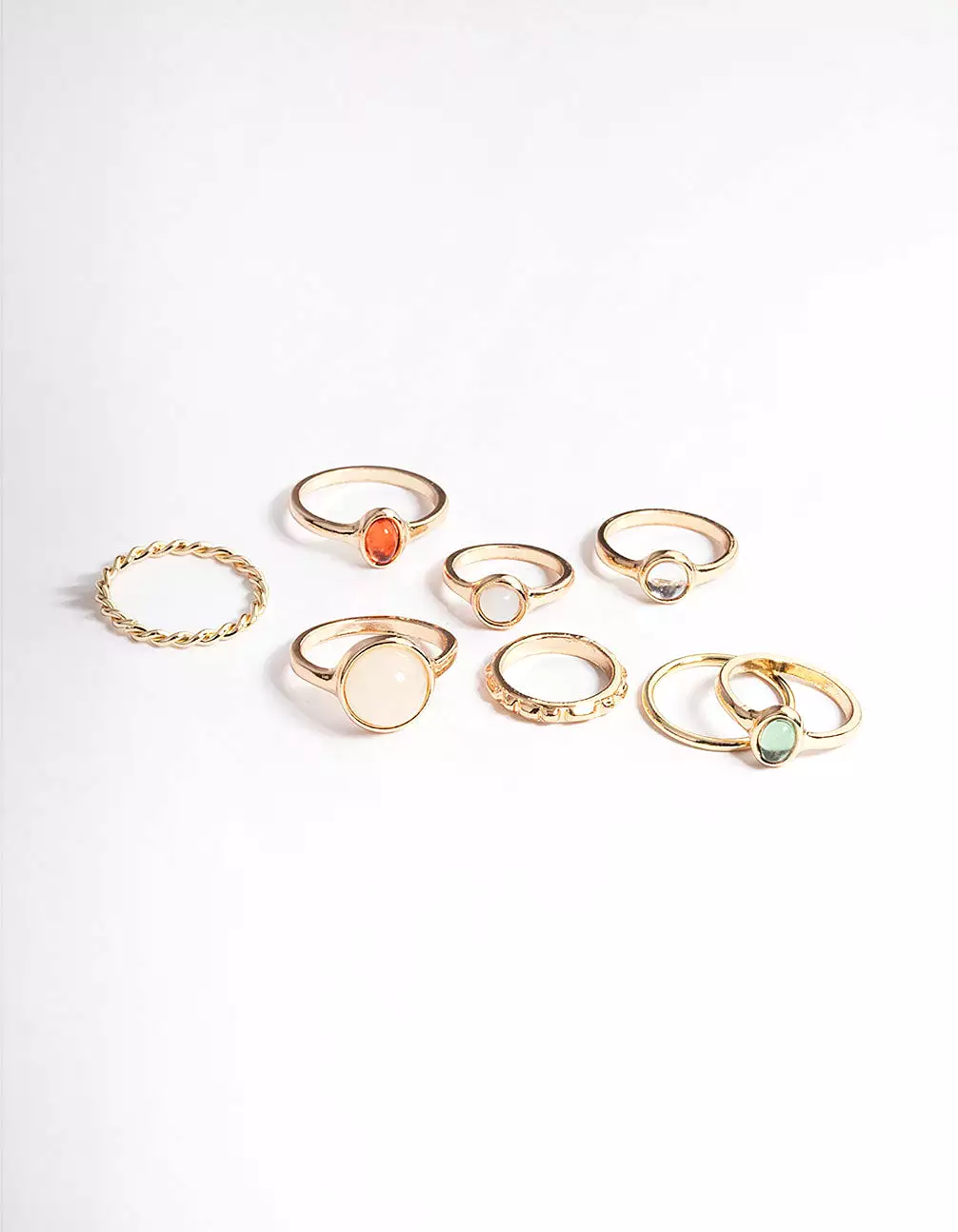 Gold Natural Stone Mixed Ring Pack