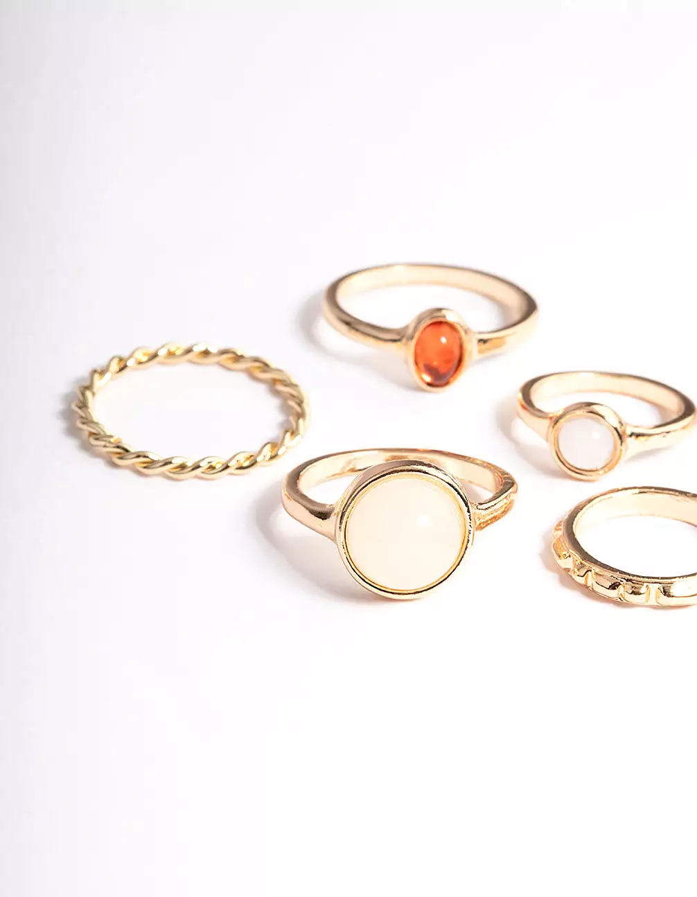 Gold Natural Stone Mixed Ring Pack