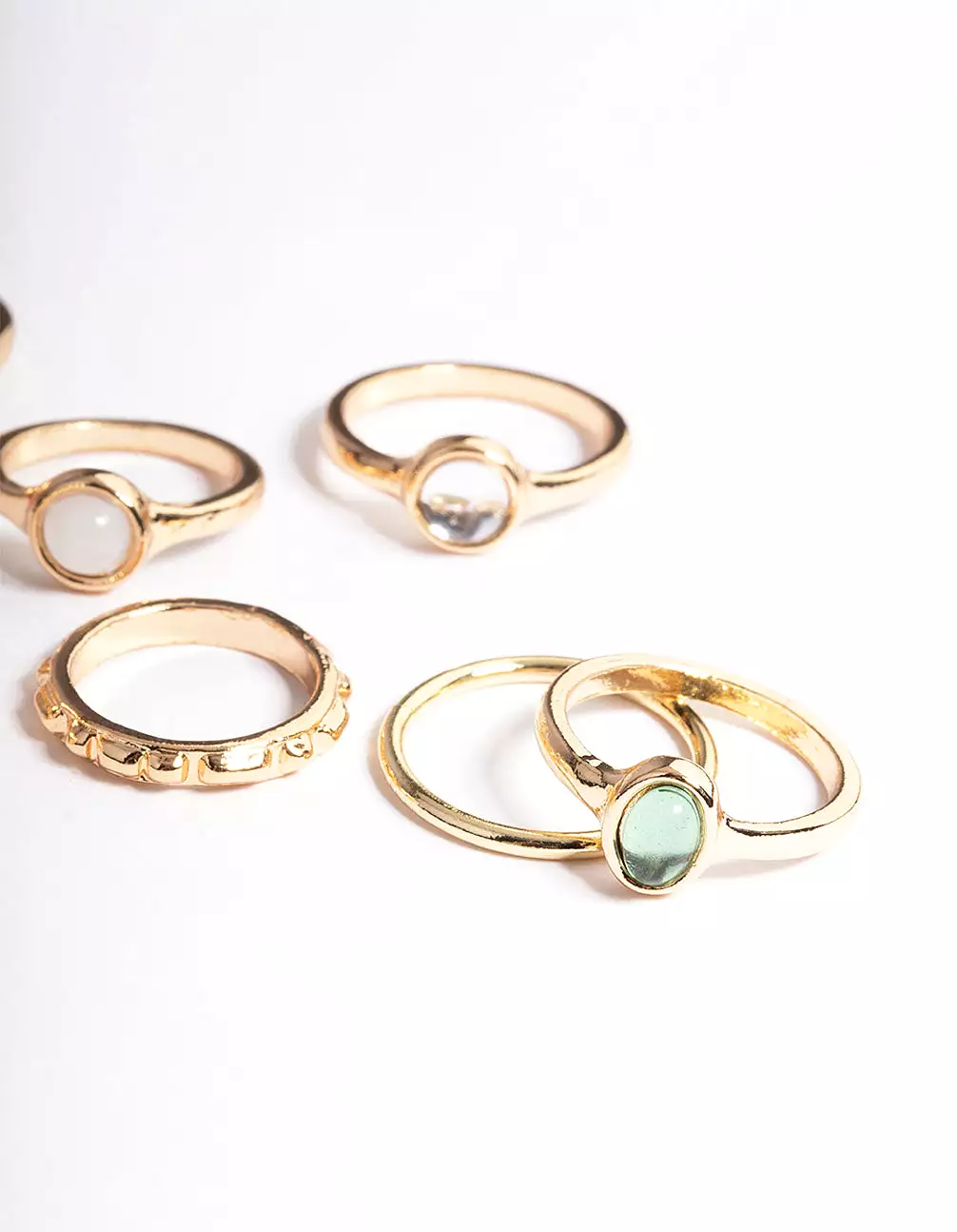 Gold Natural Stone Mixed Ring Pack