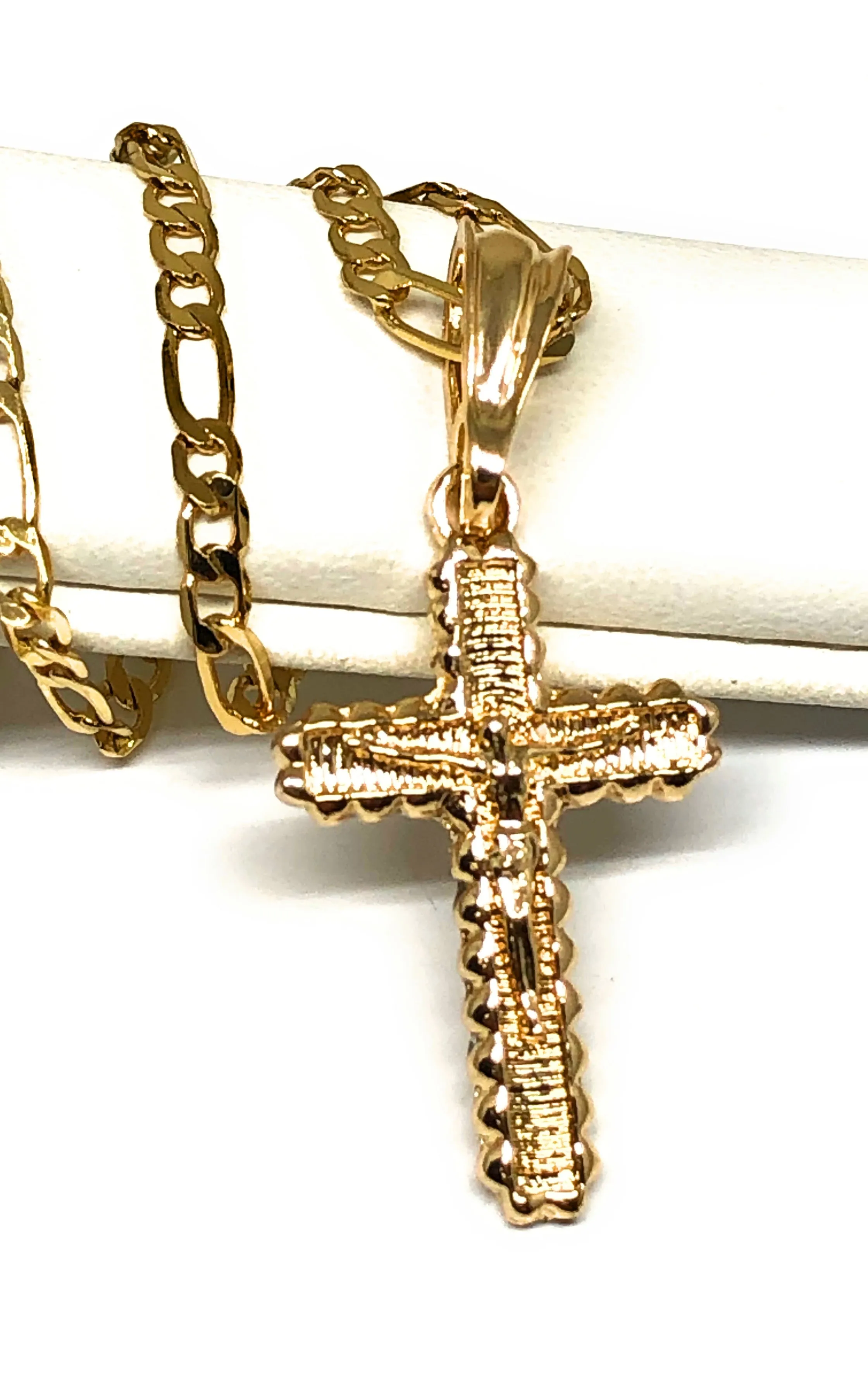 Gold Plated Classic Cross Jesus Crucifix 24 Chain Cruz Crucifijo 24