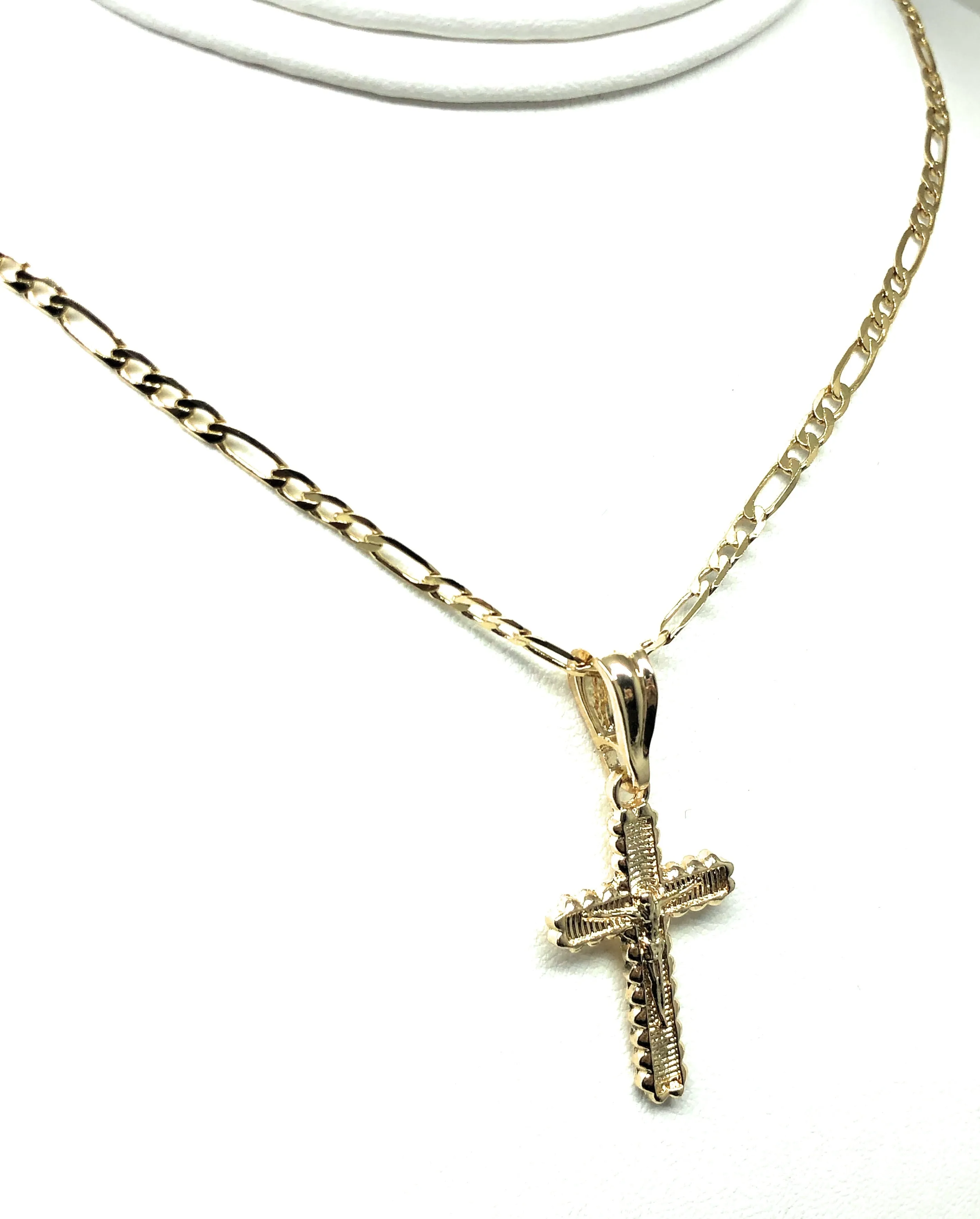 Gold Plated Classic Cross Jesus Crucifix 24 Chain Cruz Crucifijo 24