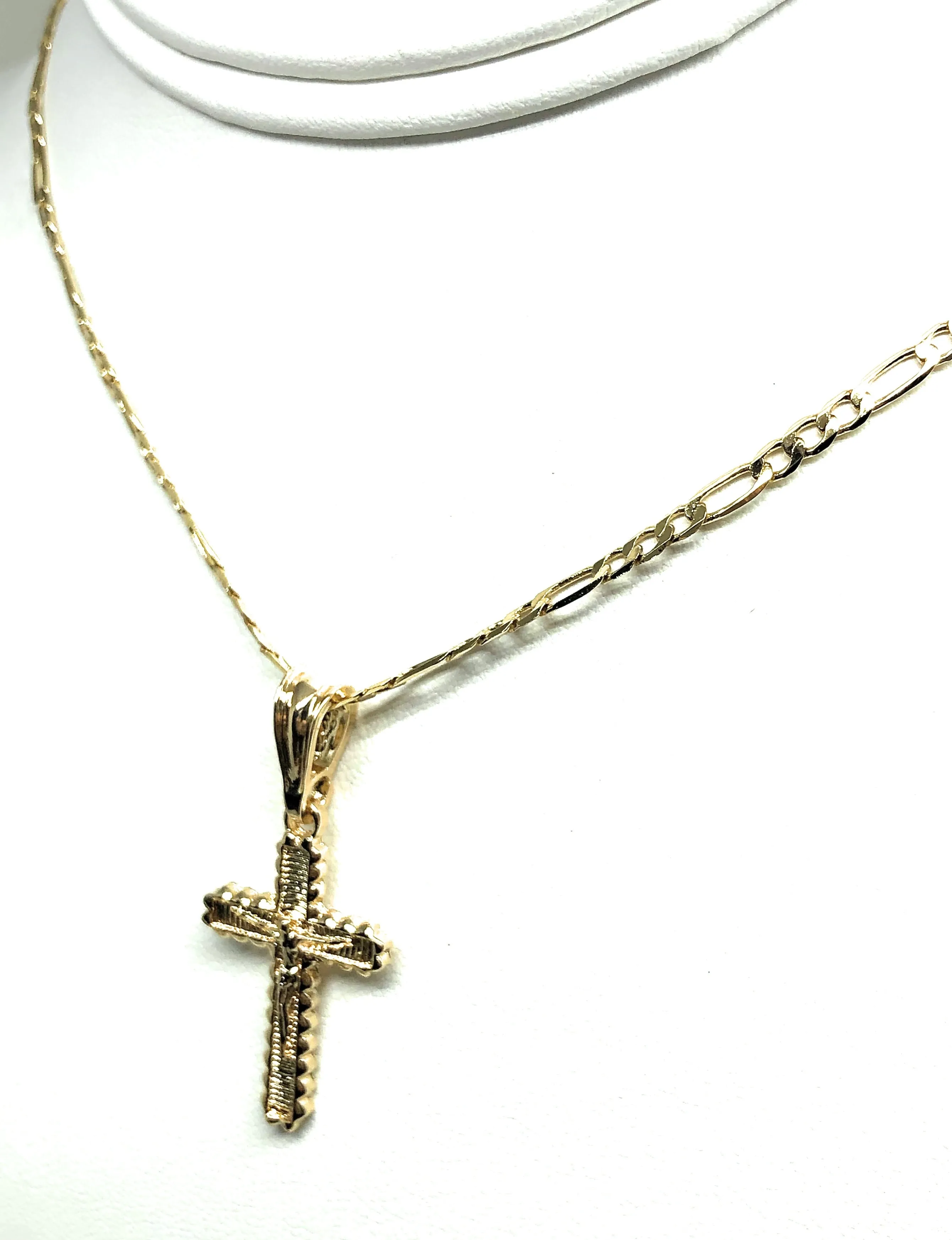 Gold Plated Classic Cross Jesus Crucifix 24 Chain Cruz Crucifijo 24