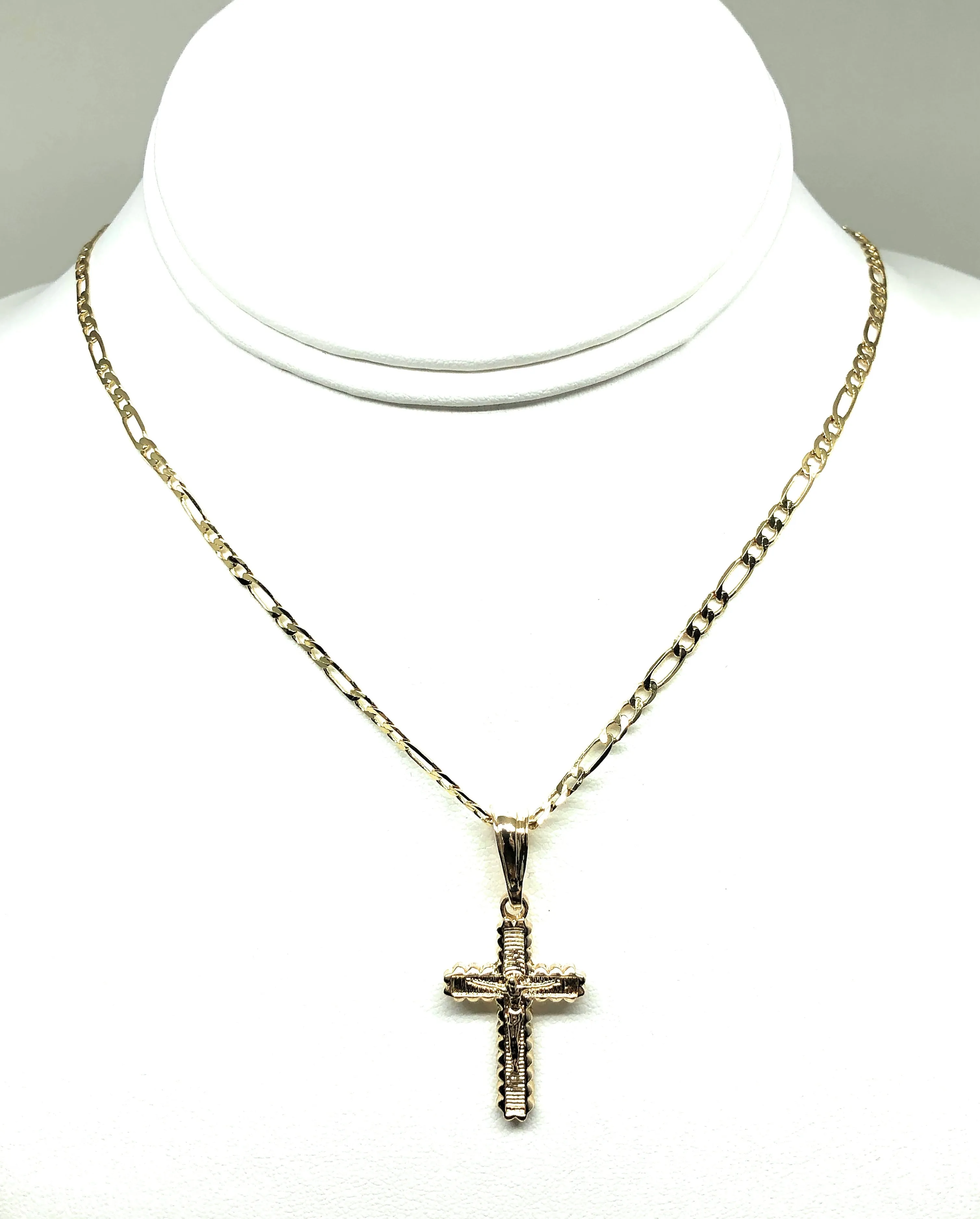 Gold Plated Classic Cross Jesus Crucifix 24 Chain Cruz Crucifijo 24