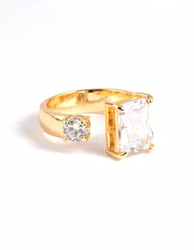 Gold Plated Cubic Zirconia Solitaire Ring