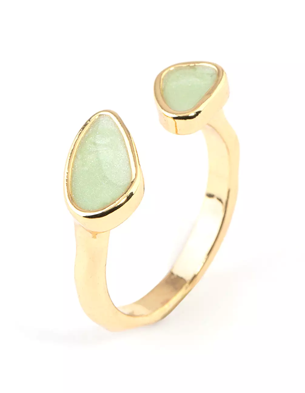 Gold Plated Double Stone Open Ring