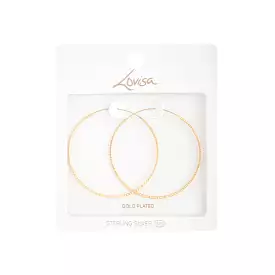 Gold Plated Sterling Silver Diamond Cut Hoop Earrings